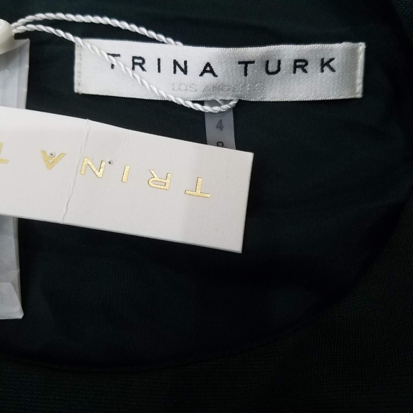 Trina Turk Dress Womens 4 Green Button Ponte Flush Mini - Picture 5 of 6